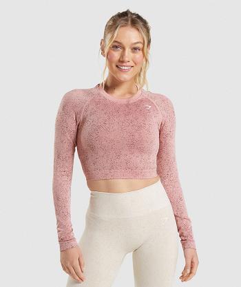 Gymshark Adapt Fleck Seamless Long Sleeve Ženske Ošišane Majice Roze | HR 3626NWY